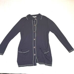 Georges‎ Rech Maille Navy Knit Cardigan Women's Small Button Front FR-1 Sz S